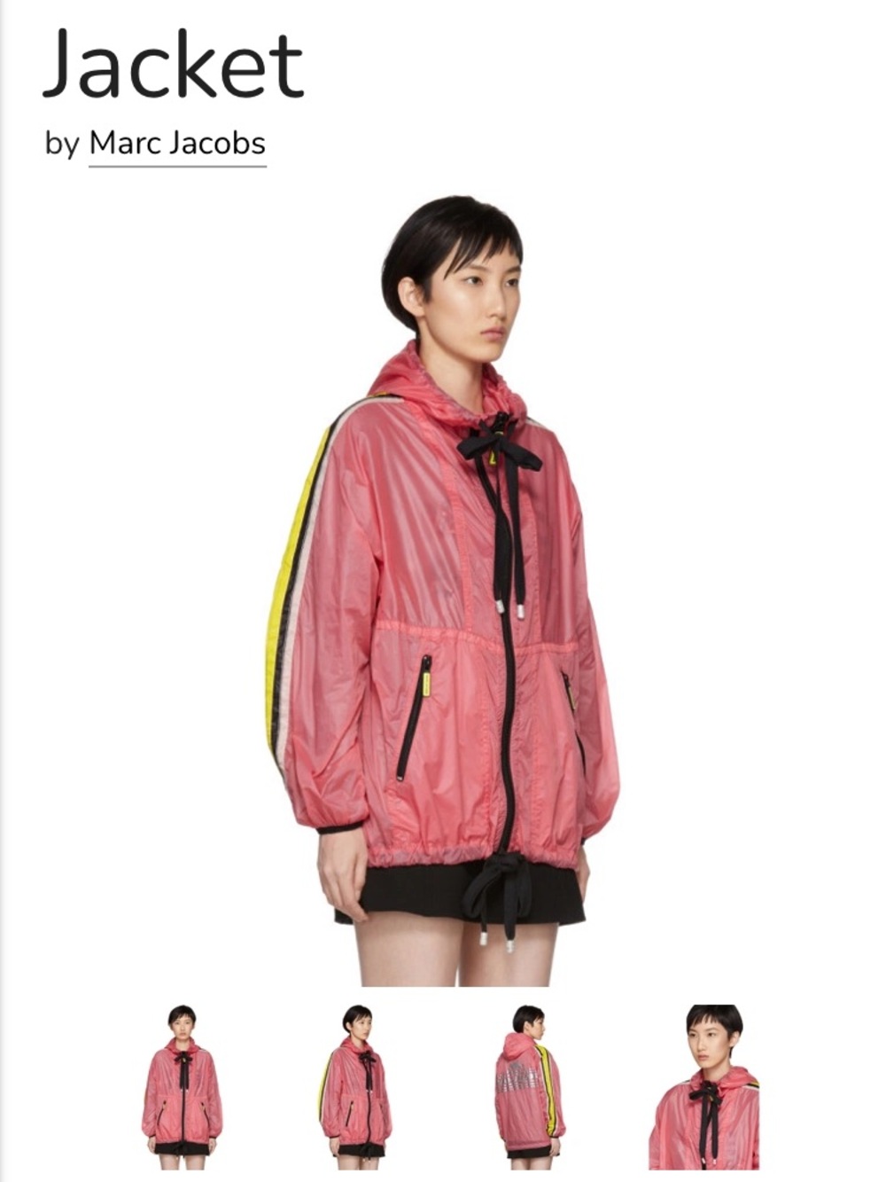 Marc Jacobs Pink Nylon Hooded Windbreaker Jacket Womans Medium